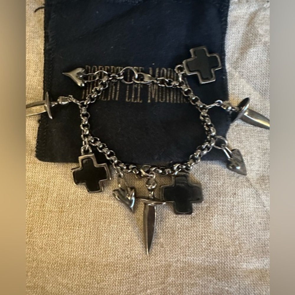 Vintage Robert Lee Morris RLM Dagger & Cross Charm Bracelet